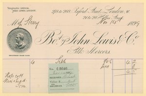 Kvittering fra John Lewis & Co., 14. november 1896 af English School