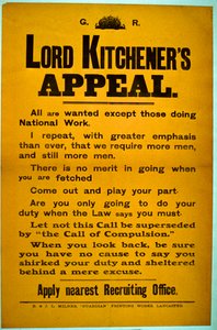 Rekrutteringsplakat - Lord Kitcheners appel, 1914-18