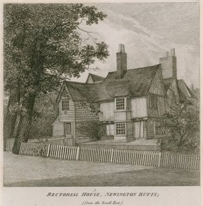 Rectorial House i Newington Butts, Southwark, London, fra sydøst af English School