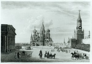 Den Røde Plads, Moskva, fra The Character of the Russians and a Detailed History of Muscovy af Robert Lyall, udgivet 1823 af English School