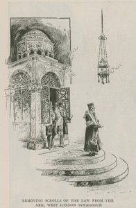 Fjernelse af lovens ruller fra arken, West London Synagogue af English School