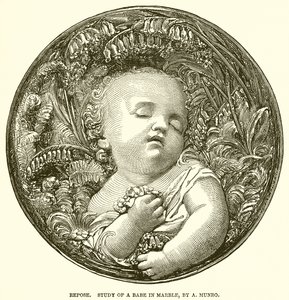 Ruhe. Studie eines Kindes in Marmor, von A. Munro (Gravur)