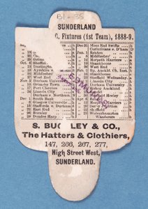 Bagsiden af Cant be Beaten. Spil Up Sunderland. Buckleys hatte