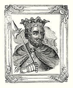 Richard I blev født i 1157, kronet i 1189 og døde i 1199 (gravering) af English School