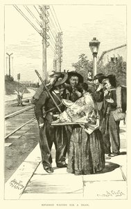 Riflemen waiting for a train  af English School