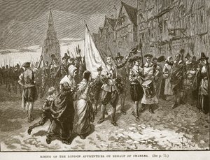 Rising of the London Apprentices på vegne af Charles, illustration fra Cassells Illustrated History of England (sepia-foto) af English School