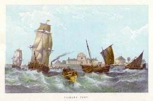 Themsen: Tilbury Fort (farvet gravering) af English School