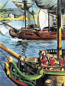 Robert Clive sejler op ad Den Bengalske Bugt til Ganges
