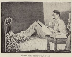 Robert Louis Stevenson på arbejde af English School