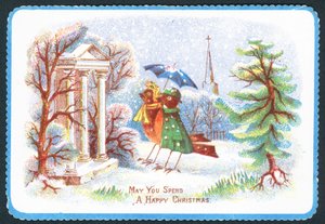 Robins i tøj, julekort af English School