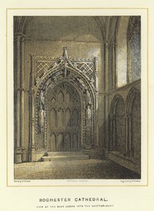 Rochester Cathedral, udsigt over døren, der fører ind til kapitelhuset af English School