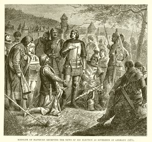 Rodolph af Hapsburg modtog nyheden om hans valg til Tysklands suveræne (1273) af English School
