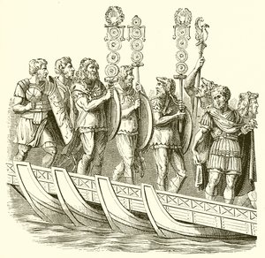 Romerske soldater krydser en bro af både af English School