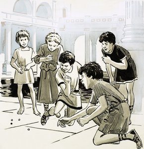 Romerske børn leger med kugler af English School