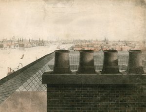 Tagudsigt over London og Themsen af English School