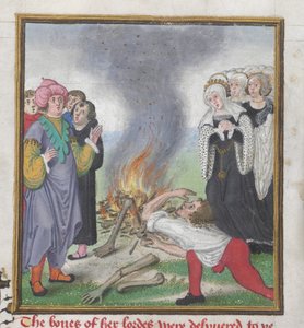 Roy 18 D II f.161 Theseus brænder ligene af athenerne dræbt af kong Creon af Theben, fra 