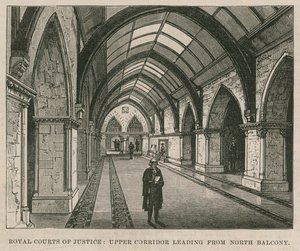 Royal Courts of Justice: Øvre korridor, der fører fra den nordlige balkon af English School