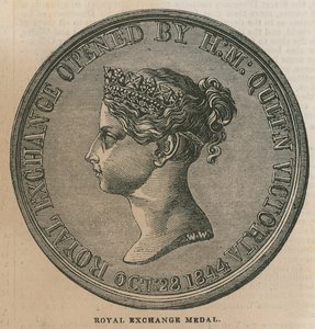 Royal Exchange Medal, slået til for at fejre åbningen af Royal Exchange i 1844 af English School