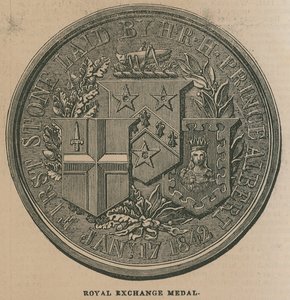 Royal Exchange Medal, slået til for at fejre åbningen af Royal Exchange i 1844 af English School