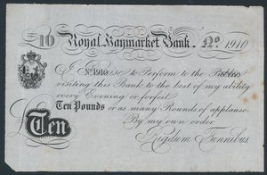 Royal Haymarket Bank, joke teatralsk pengeseddel af English School