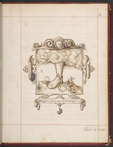 Kongelig MS 18 A XLVIII, fol. 12r, Emblem med latinsk motto fra George Gascoines præsentationskopi af Eremitten Hemetes af English School