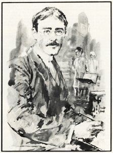 Rudyard Kipling (litho) af English School