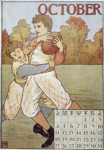 Rugbymen - engelsk kalender, v. 1895 af English School