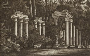Ruiner ved Virginia Water (litho) af English School