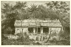 Ruinerne af det aztekiske tempel i Tuloom
