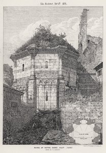 Ruinerne af Notre Dame Alet, Aude (gravering) af English School