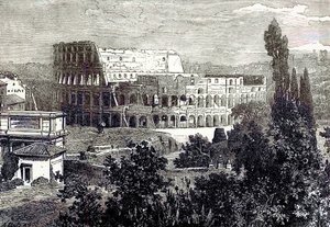Ruiner af Colosseum, fra Palatinen, illustration fra Cassells Illustrated Universal History af Edward Ollier, udgivet 1890 (digitalt forbedret billede) af English School