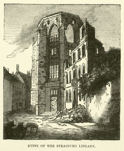 Ruinerne af Strasborgbiblioteket, september 1870 af English School