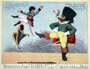 Russian Amusement eller den korsikanske fodbold, pub. af Thomas Tegg, Cheapside, London, januar 1814 (håndkoloreret gravering) af English School