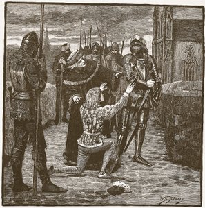 Rutland beder Clifford om at skåne sit liv, illustration fra Cassells Illustrated History of England (sepiafoto) af English School