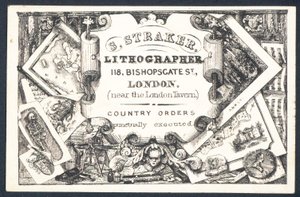 S Straker, litograf, fagkort af English School