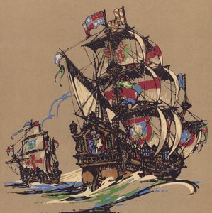 Segelschiffe (Farblitho) von English School