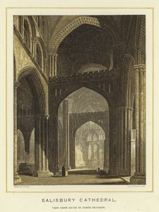 Salisbury Cathedral, udsigt fra syd til nord tværskib af English School