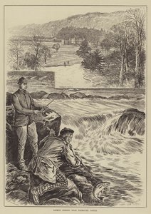 Laksefiskeri nær Taymouth Castle (gravering) af English School