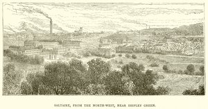 Saltaire, fra det nordvestlige, nær Shipley Green af English School