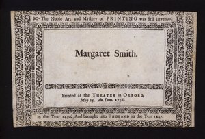 Prøve af tryk udført på Sheldonian Theatre, Oxford, den 25. maj 1736 (gravering) af English School