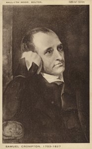 Samuel Crompton (1753-1827), engelsk opfinder af spinderokken (litho) af English School