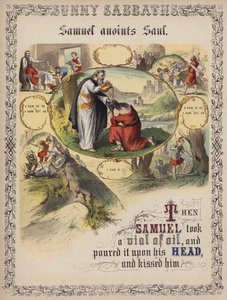 Samuel salver Saul (farvet gravering) af English School