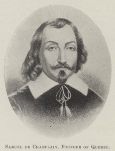Samuel de Champlain, grundlægger af Quebec (litho) af English School