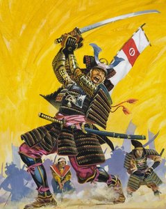 Samurai Warriors (gouache på papir) af English School