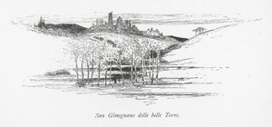 San Gimignano delle belle Torre (litografi) af English School