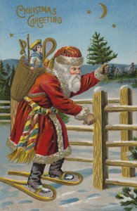 Julemanden på snesko (chromolitho) af English School
