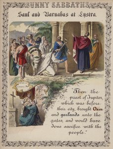 Saul og Barnabas i Lystra (farvestik) af English School