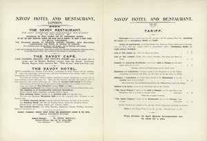 Savoy Hotel Tarif, 1900 von English School