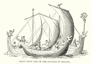 Sächsische Schiffe bei der Invasion Britanniens von English School