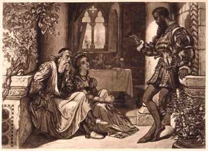 Scene fra Othello, Første akt, scene 3, af William Shakespeare (1564-1616) (stik) af English School